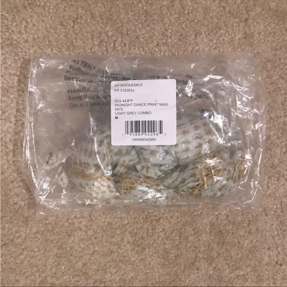 Free People Midnight Dance Print Maxi Dress In Gray Combo. NWT! Sz M - Picture 10 of 14